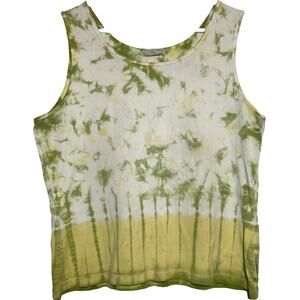 Royal Robbins Crop Tank Top 100% Cotton Sleeveless Crew Neck Yellow Tie Dye XL